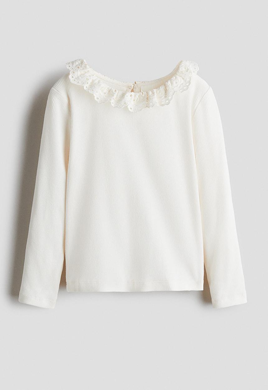 H&M - Frill-collar top - white