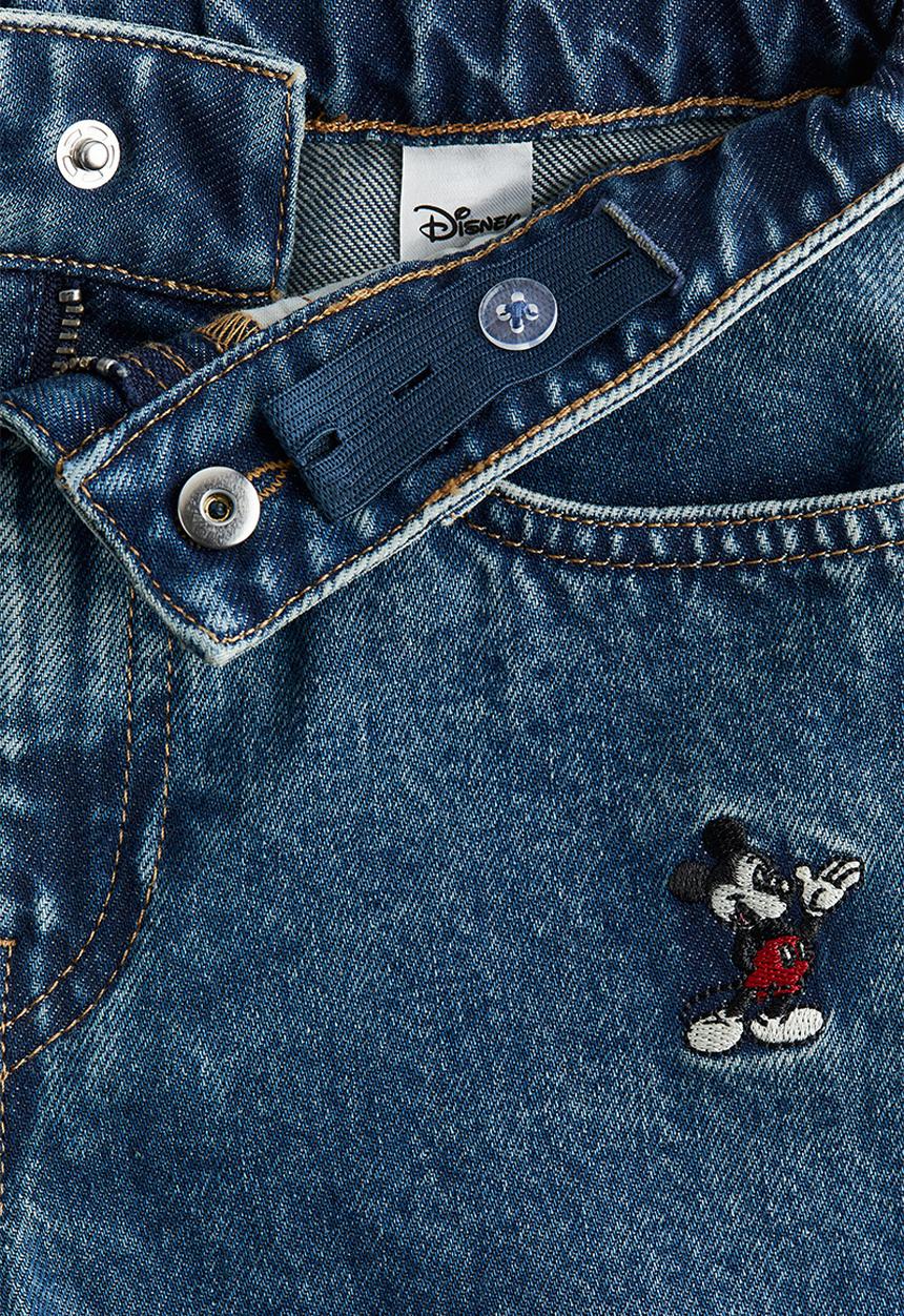 H&M - Embroidered-detail loose fit jeans - denim blue/mickey mouse