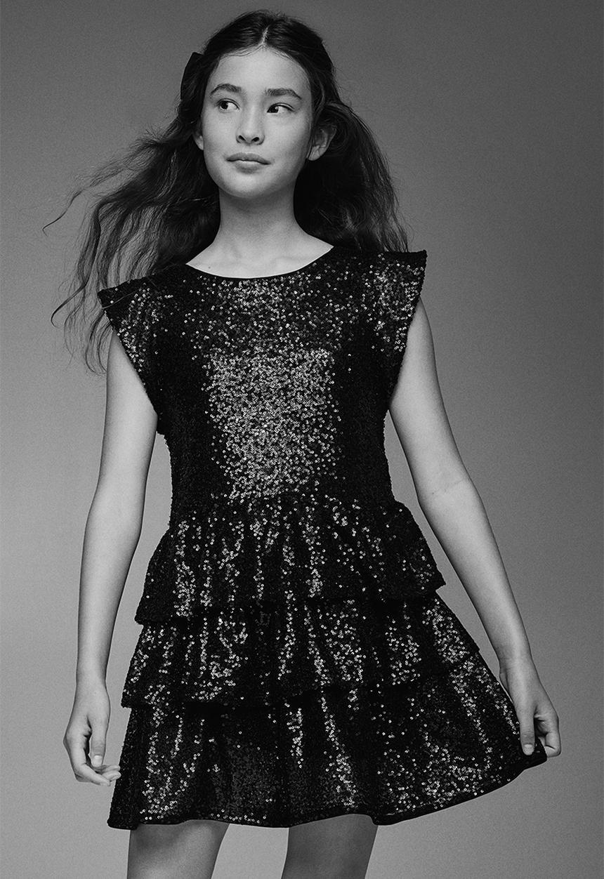 H&M - Tiered sequinned skirt - black