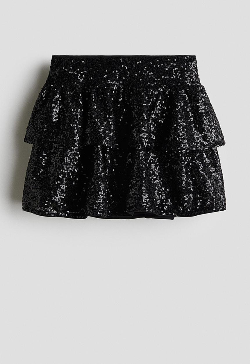 H&M - Tiered sequinned skirt - black