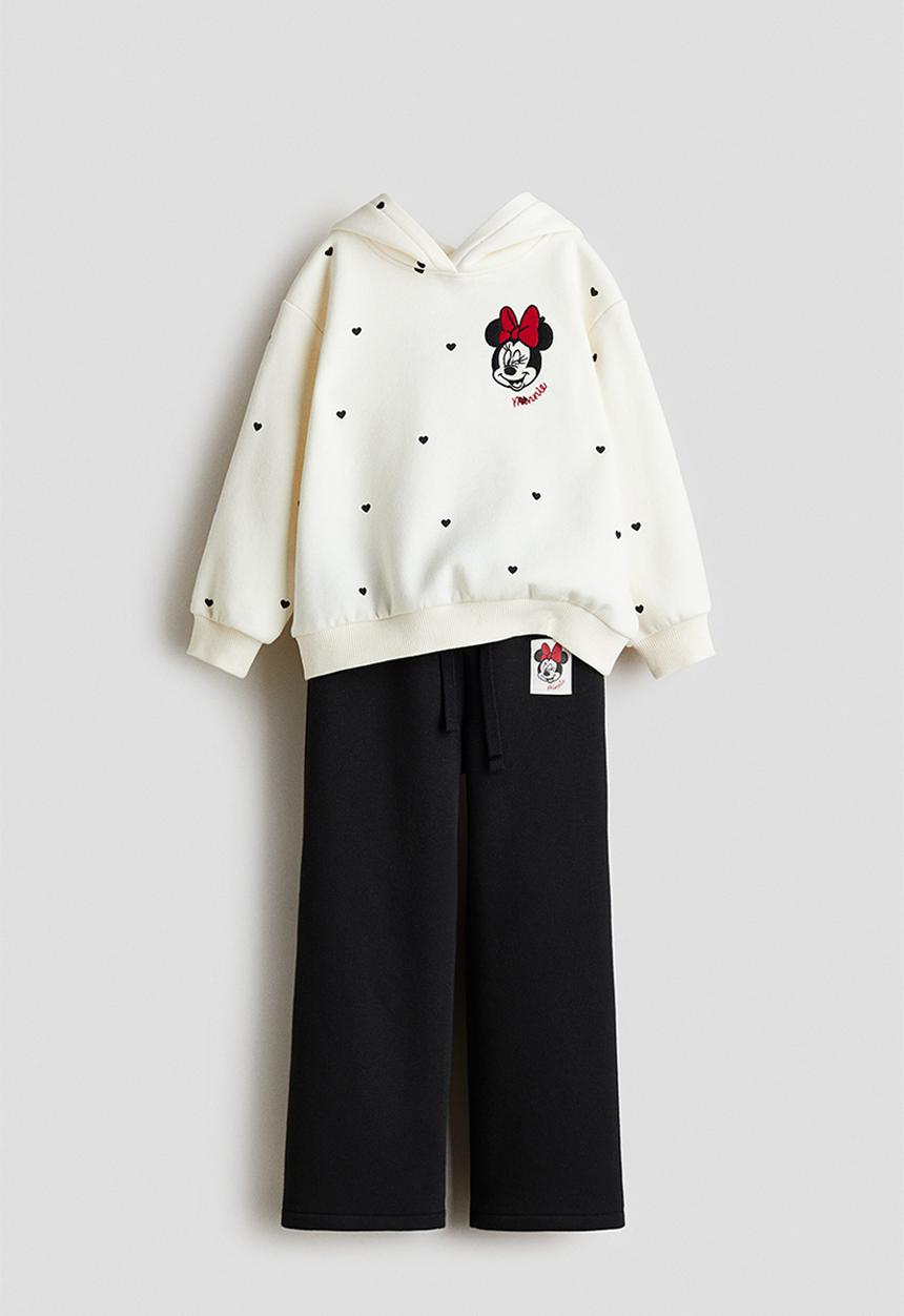 H&M - 2-piece printed sweatshirt set - white/minnie mouse