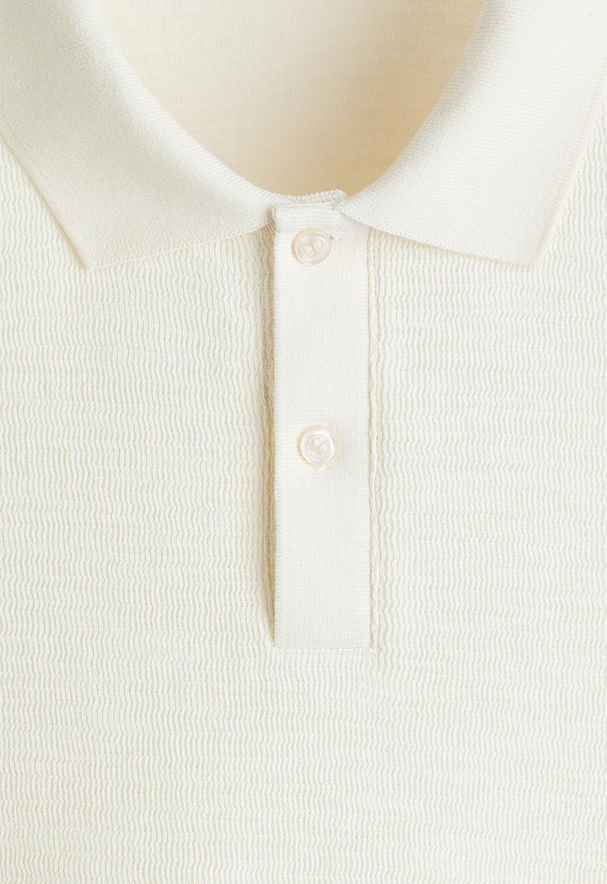 H&M - Slim fit long-sleeve polo shirt - cream