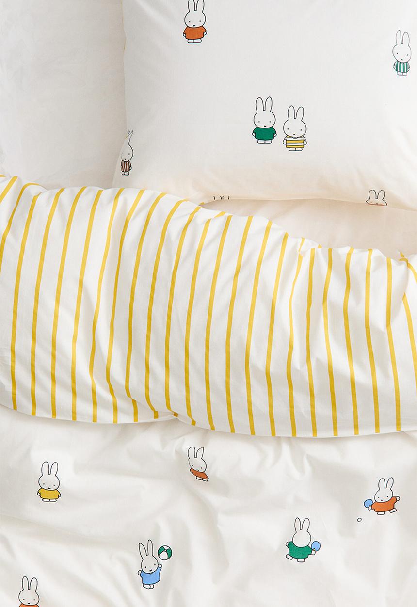H&M - Printed single duvet cover set - white/miffy