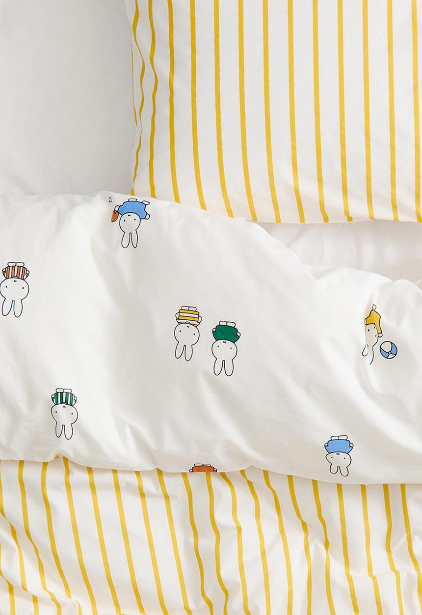 H&M - Printed single duvet cover set - white/miffy