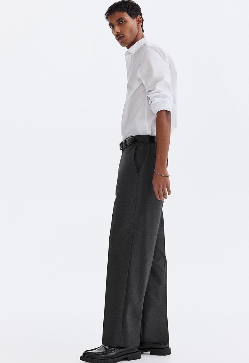 H&M - Relaxed fit trousers - dark grey marl