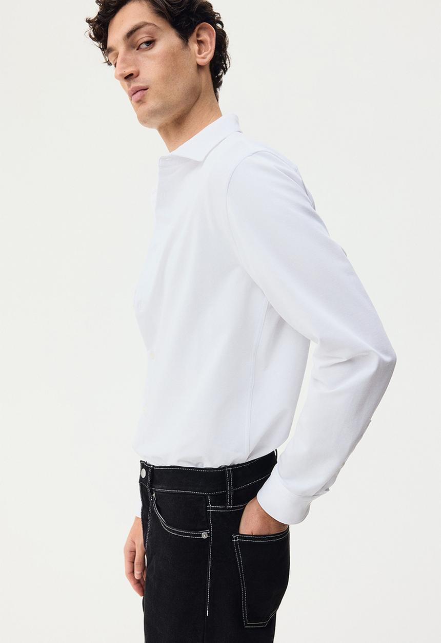 H&M - Four-way stretch slim fit shirt - white