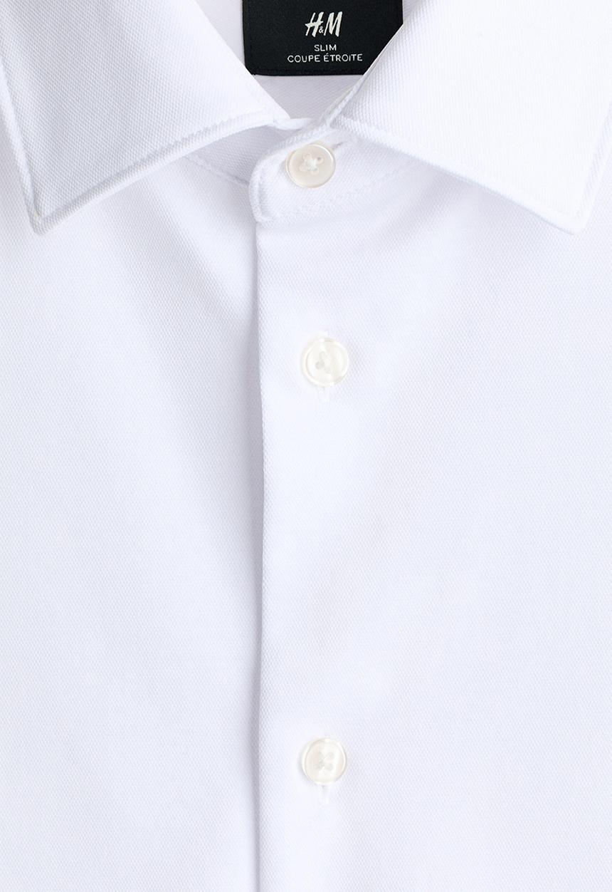 H&M - Four-way stretch slim fit shirt - white