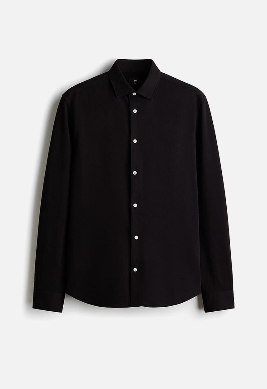 H&M - Four-way stretch slim fit shirt - black