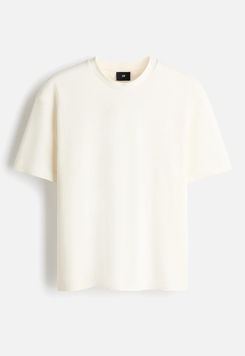 H&M - Loose fit interlock t-shirt - cream
