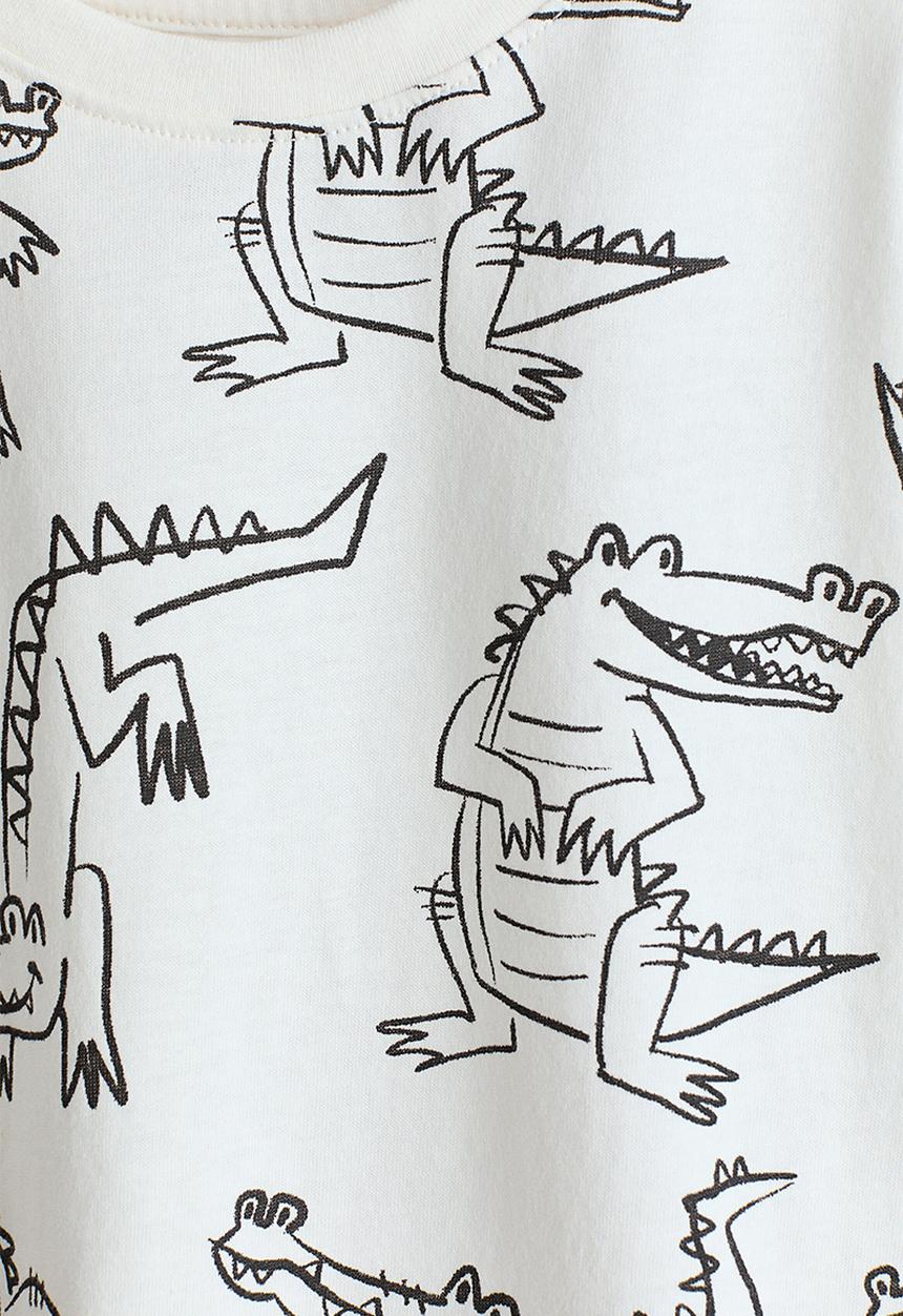 H&M - Printed long-sleeved t-shirt - white/crocodiles