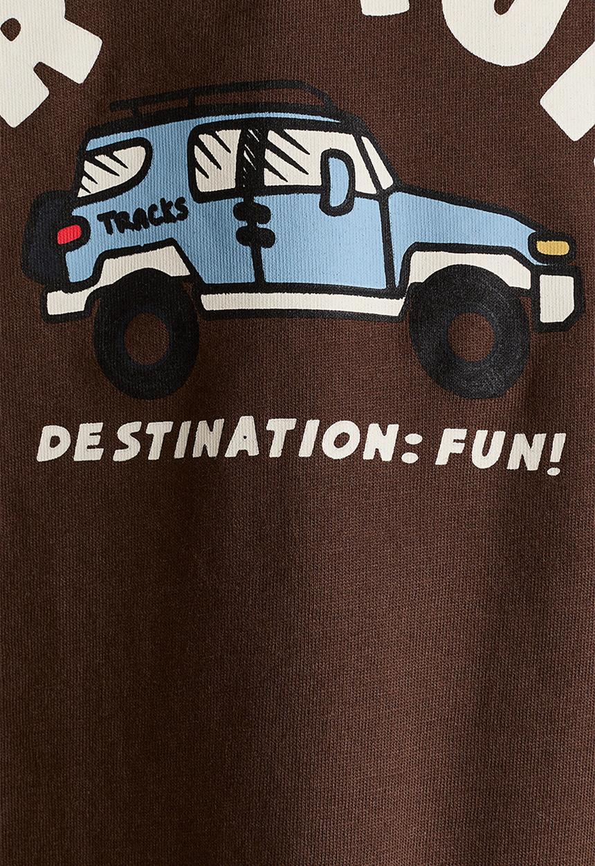 H&M - Printed long-sleeved t-shirt - dark brown/car cruise