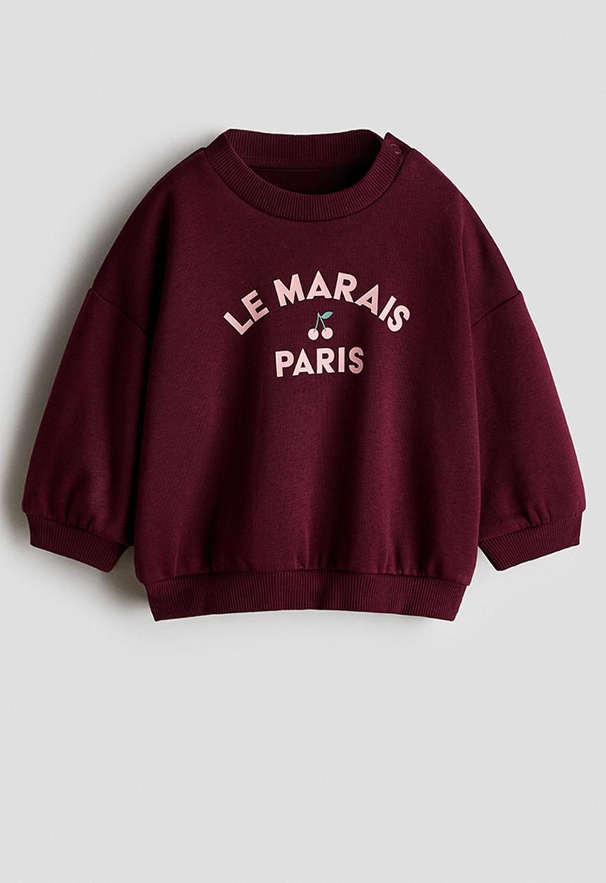 H&M - Printed sweatshirt - dark red/le marais