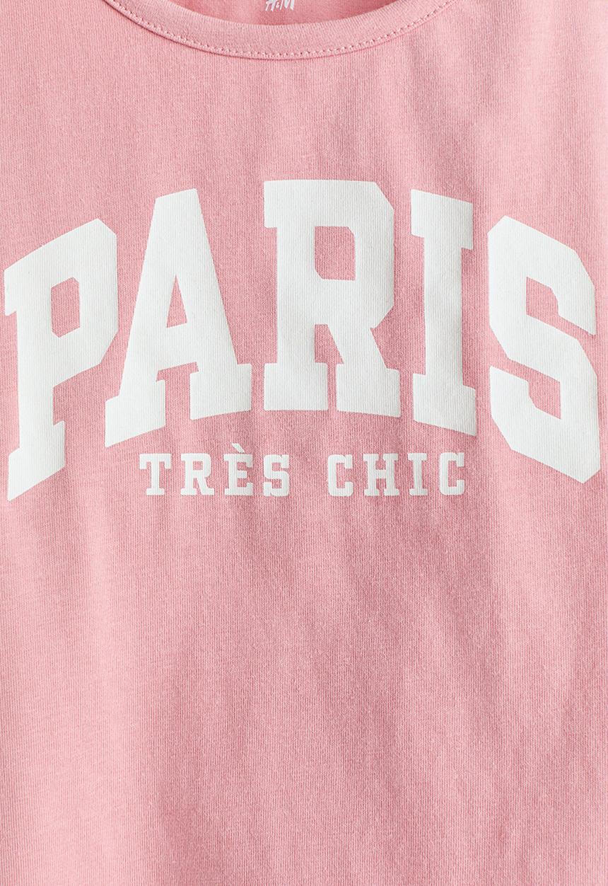 H&M - Printed long-sleeved top - light pink/paris