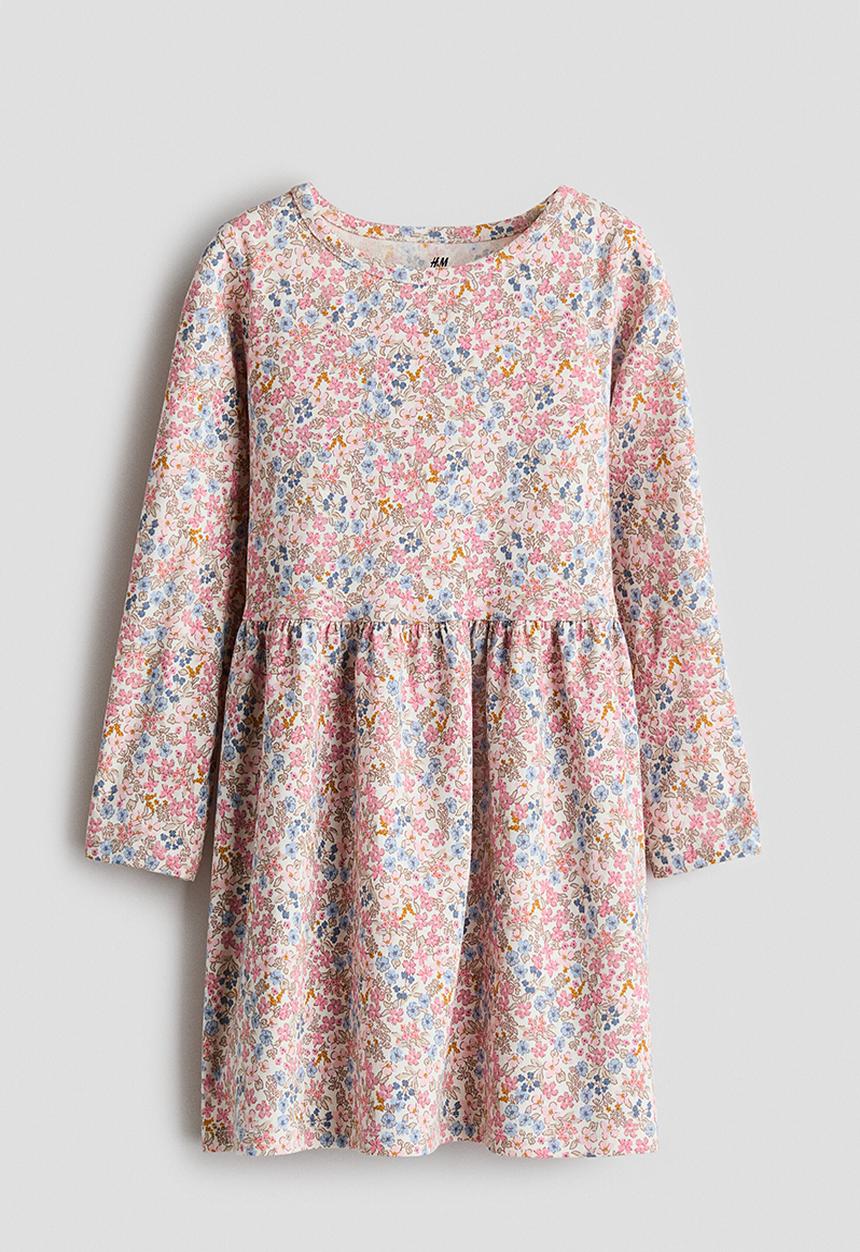 H&M - Printed cotton dress - light pink/floral