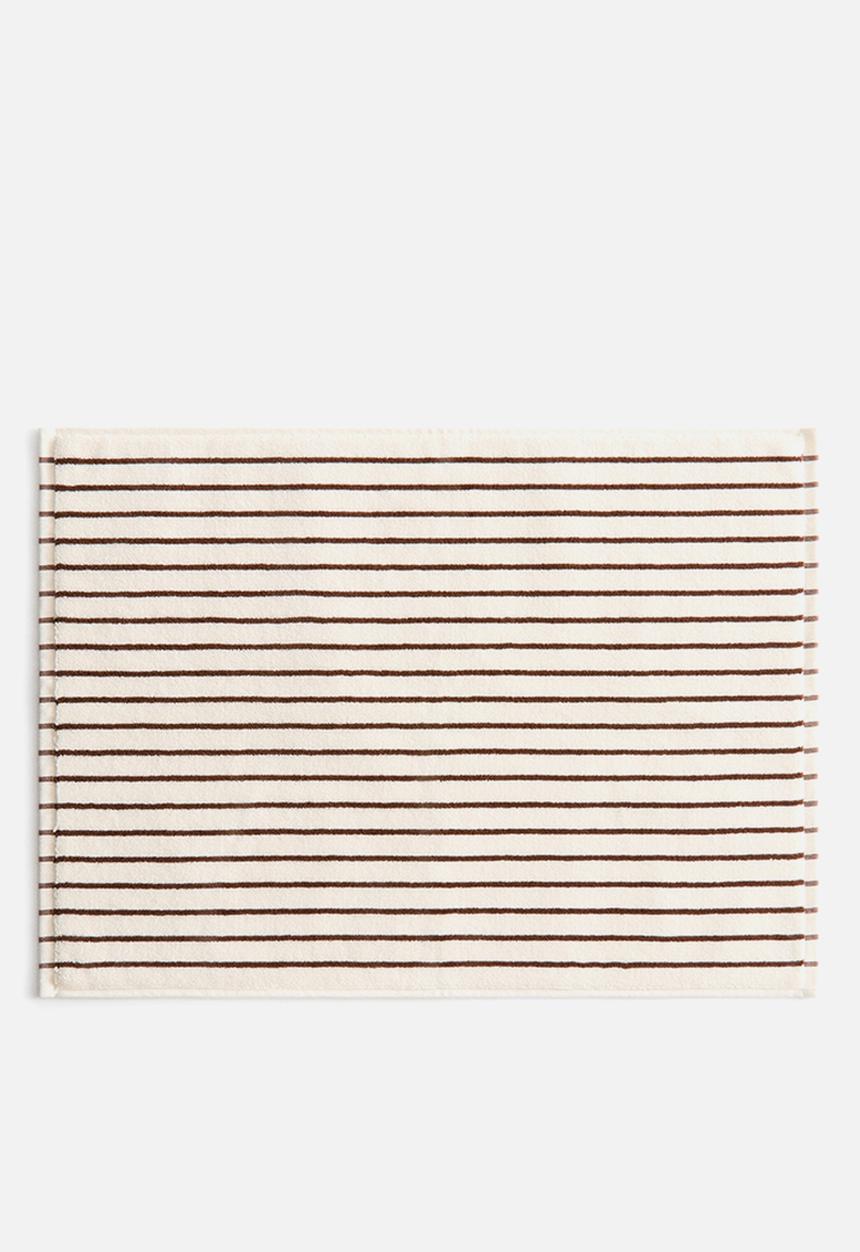 H&M - Cotton terry bath mat - white/brown striped