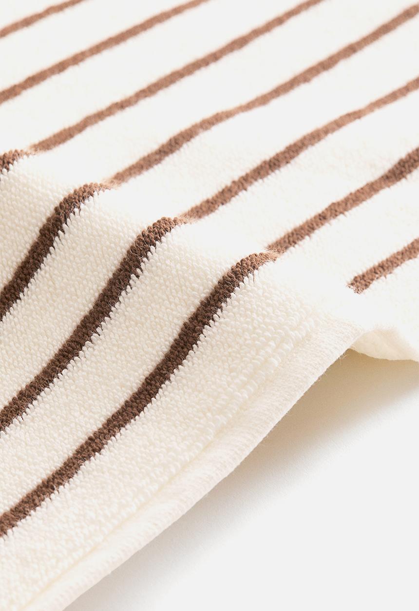 H&M - Cotton terry bath mat - white/brown striped