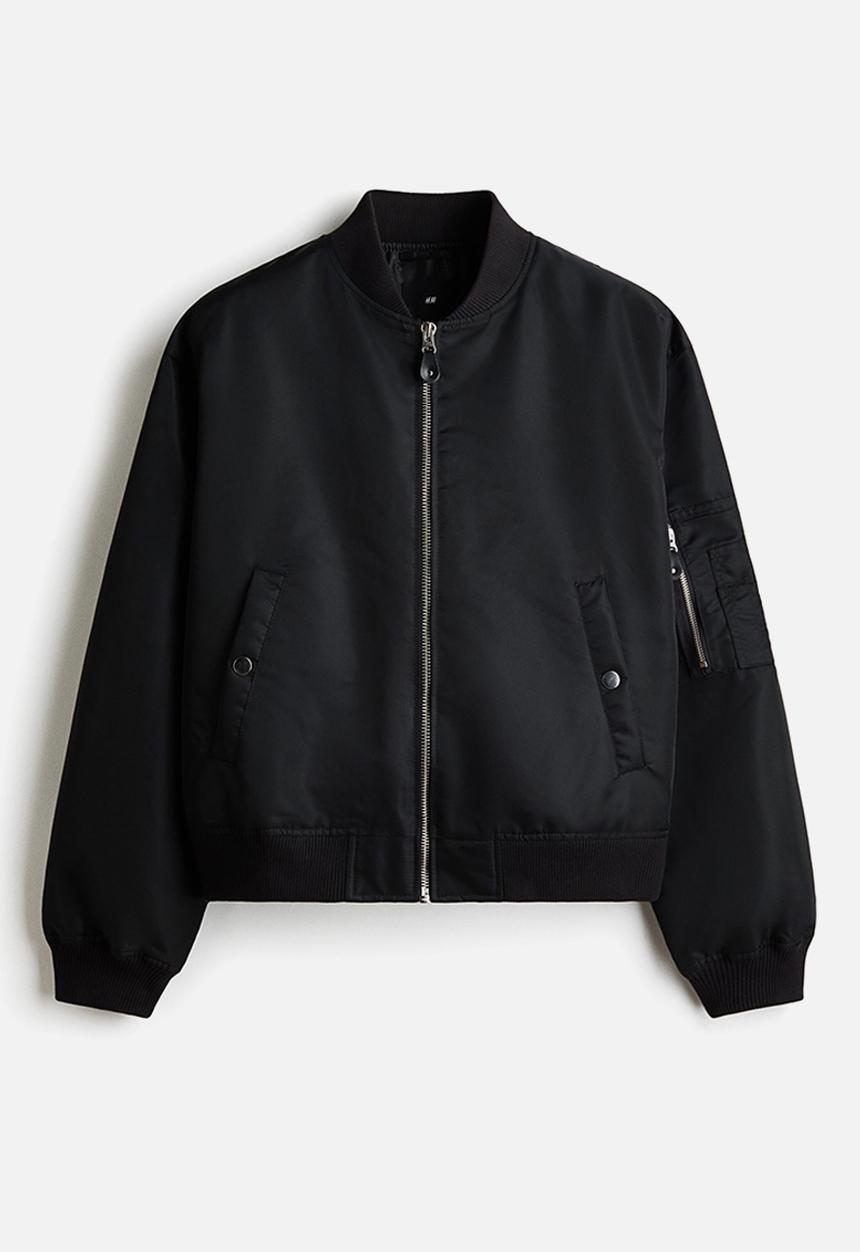 H&M - Padded nylon bomber jacket - black