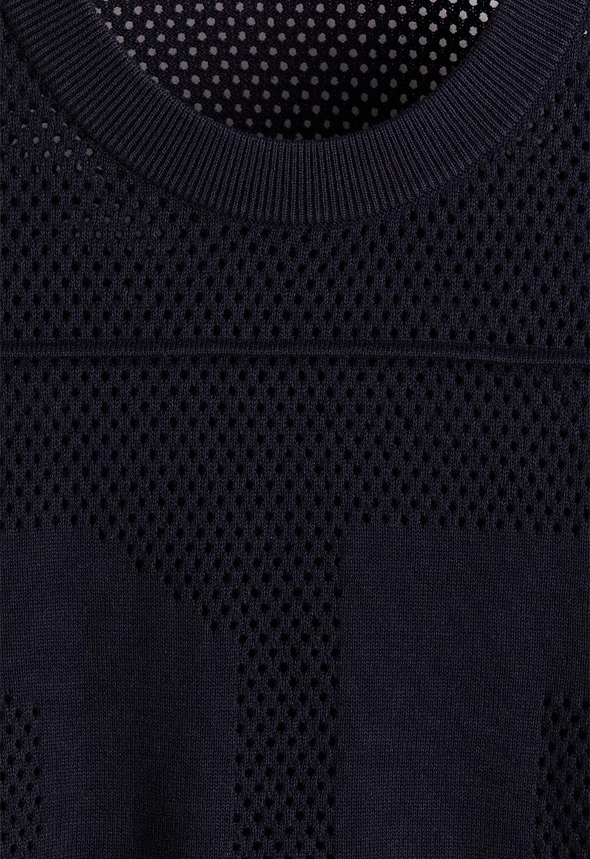 H&M - Relaxed fit boxy mesh T-shirt - navy blue