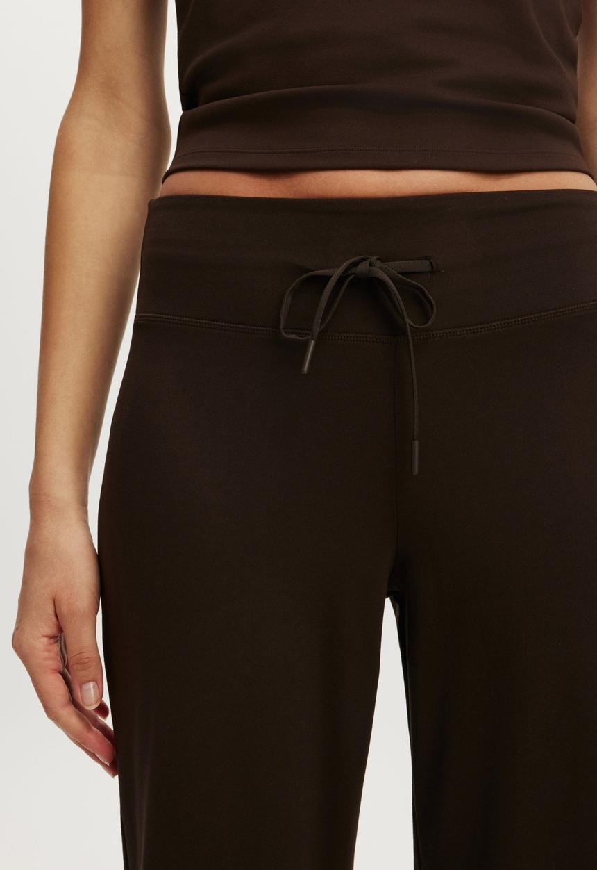 Cotton On - Ultra Soft Tie Front Wide Leg Pant - French Roast