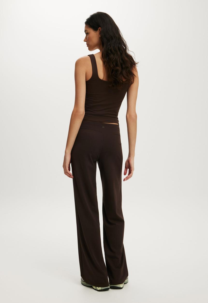 Cotton On - Ultra Soft Tie Front Wide Leg Pant - French Roast