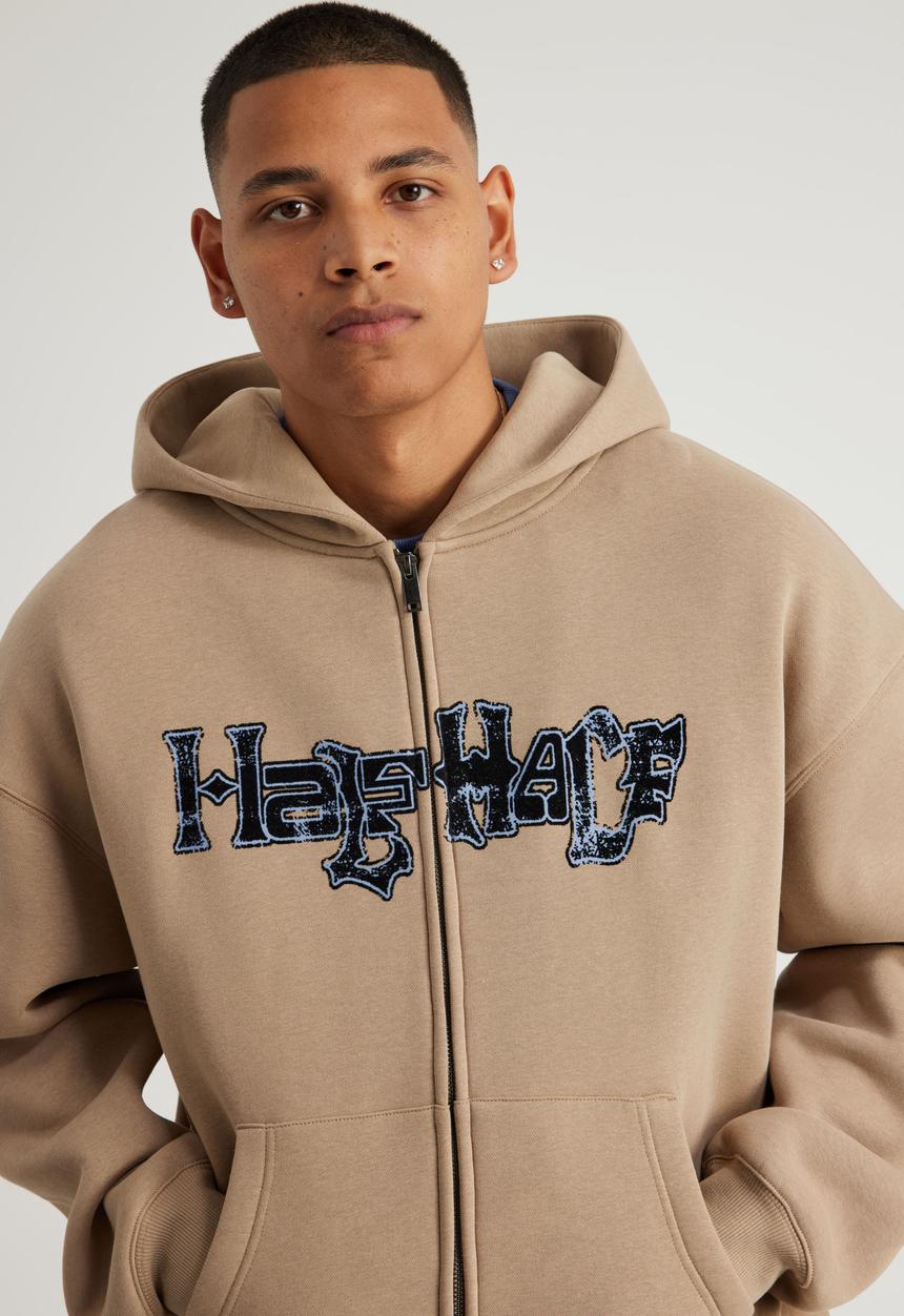 Half Half Zip Thru Hoodie - Hh Crema/Holy Grail