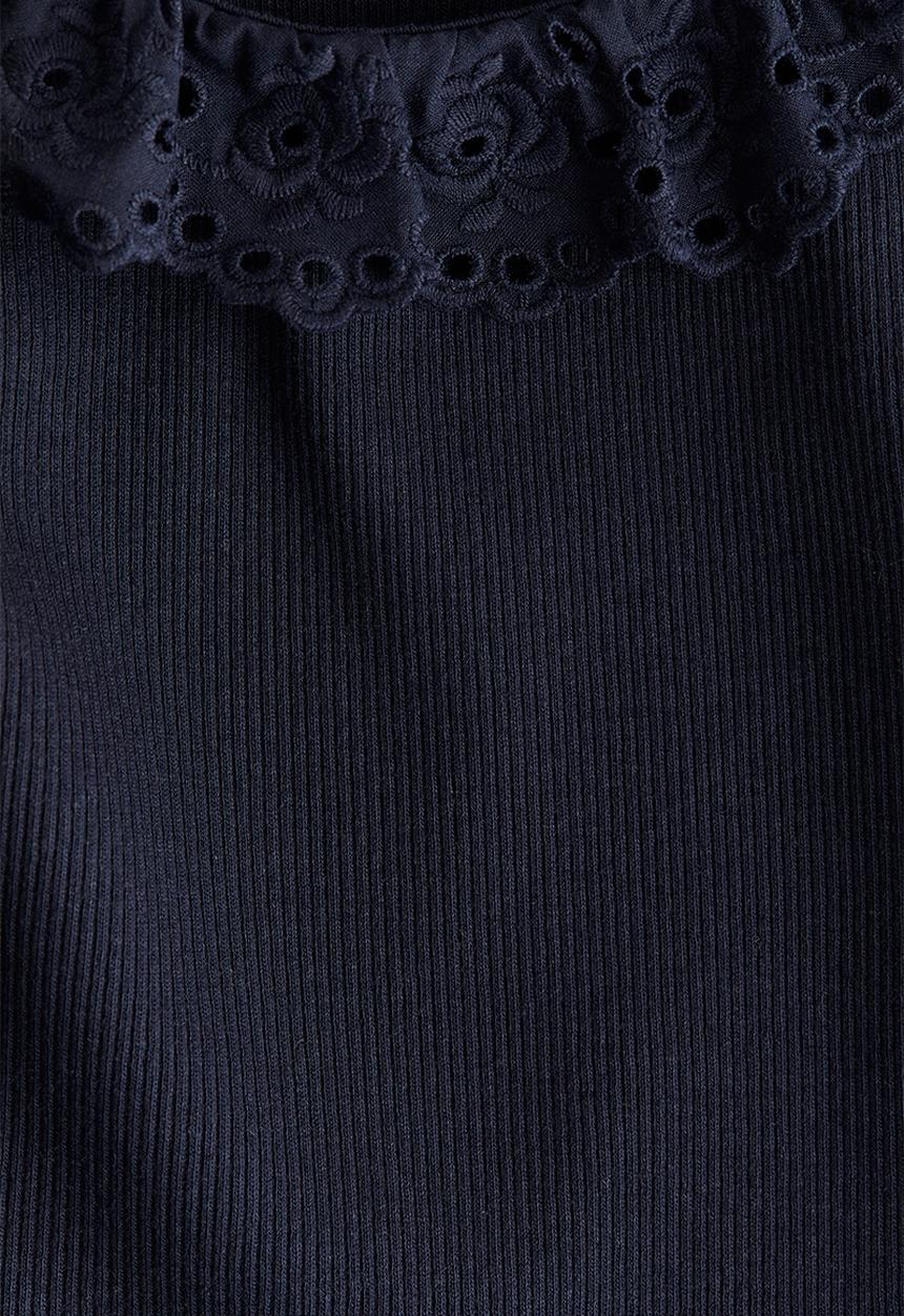 H&M - Frill-collar top - navy blue