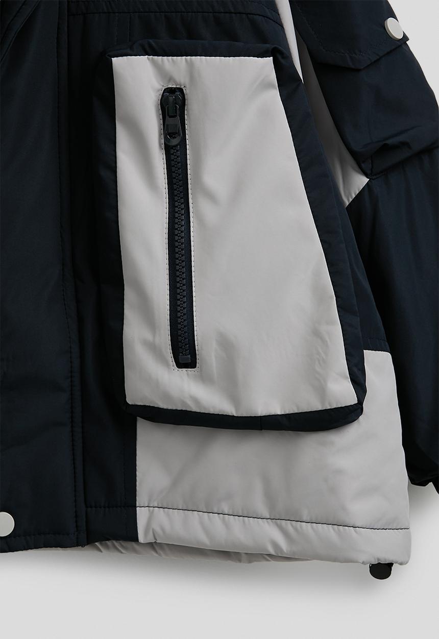 Pop Candy - Colour block puffer jacket - dark navy/grey