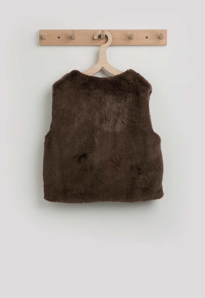 Pop Candy - Soft faux fur vest - coffee