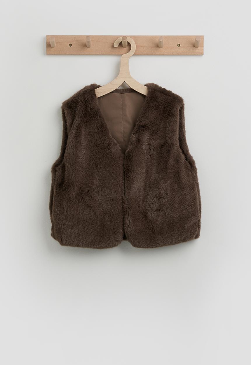 Pop Candy - Soft faux fur vest - coffee