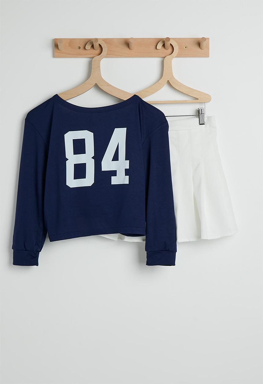 Pop Candy - Sweatshirt with pleated skirt - navy/white
