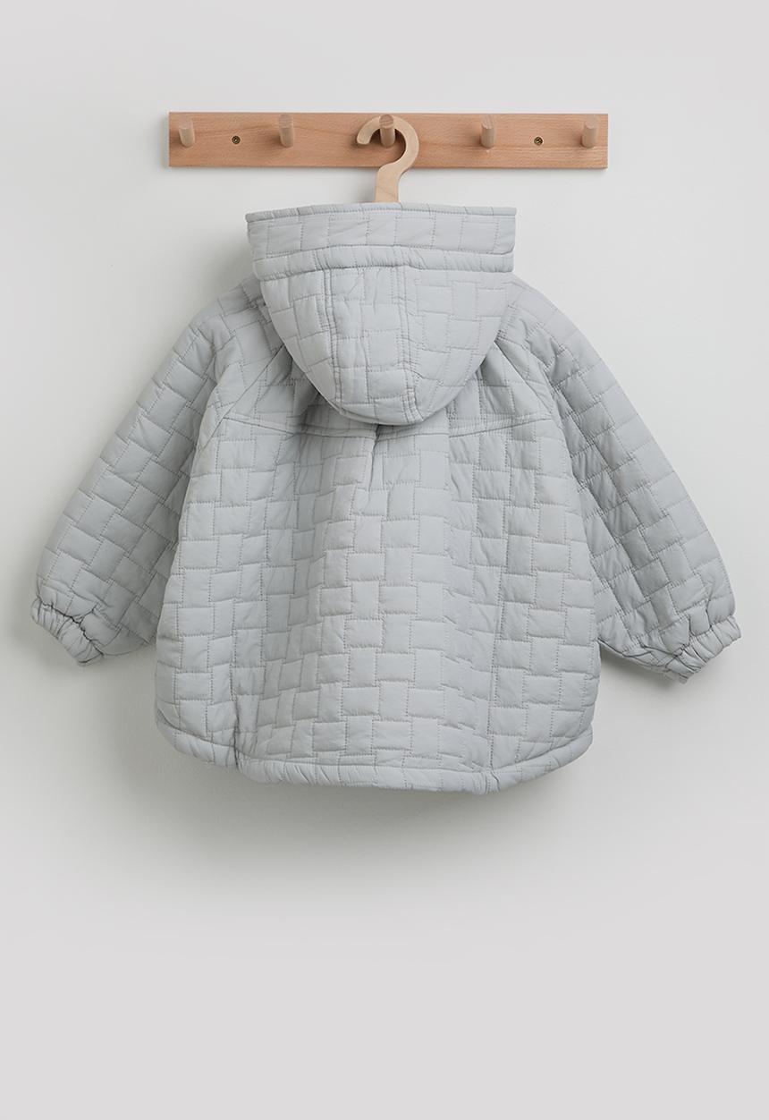 Pop Candy - Basketweave quilted hooded jacket - light grey