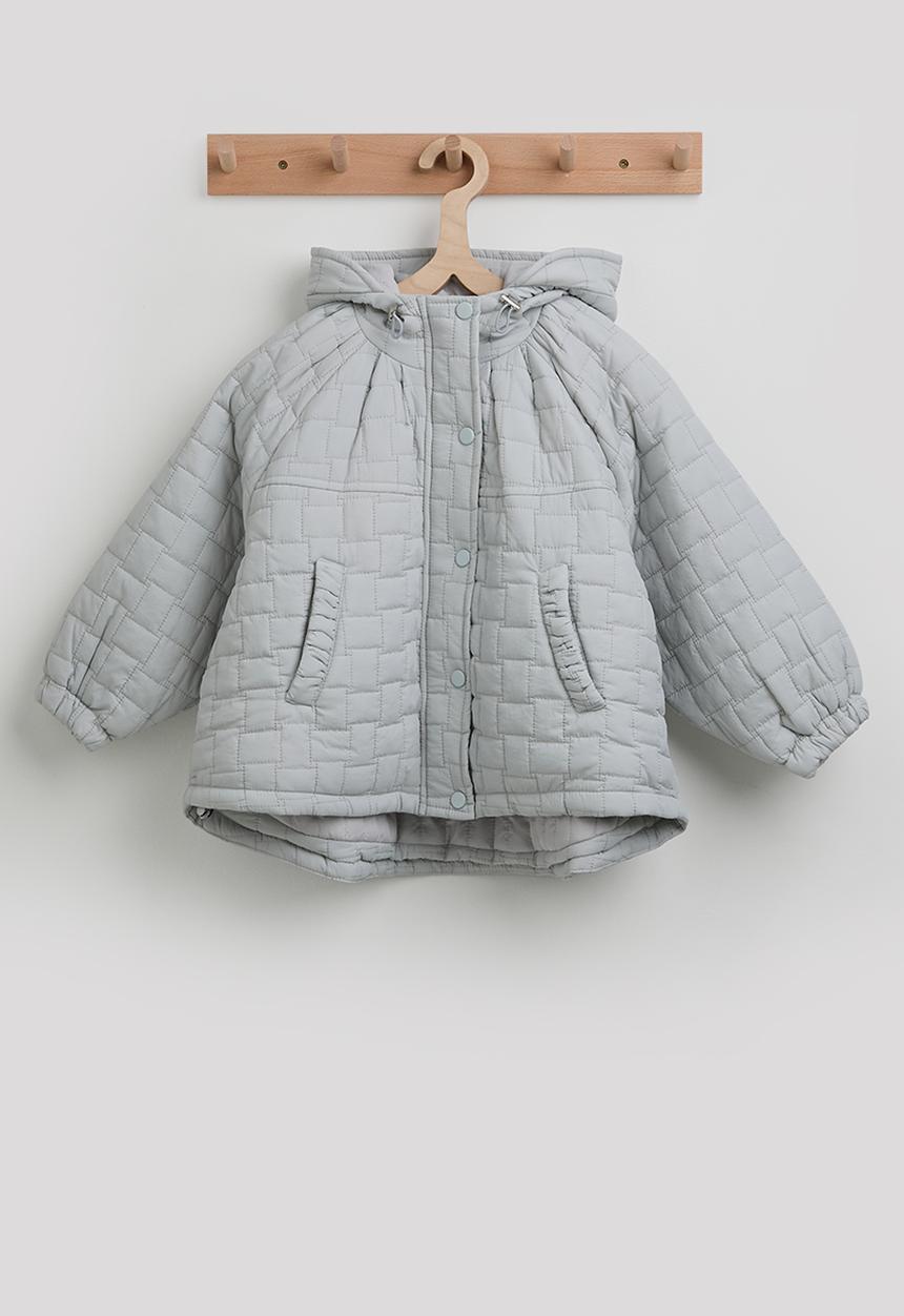 Pop Candy - Basketweave quilted hooded jacket - light grey