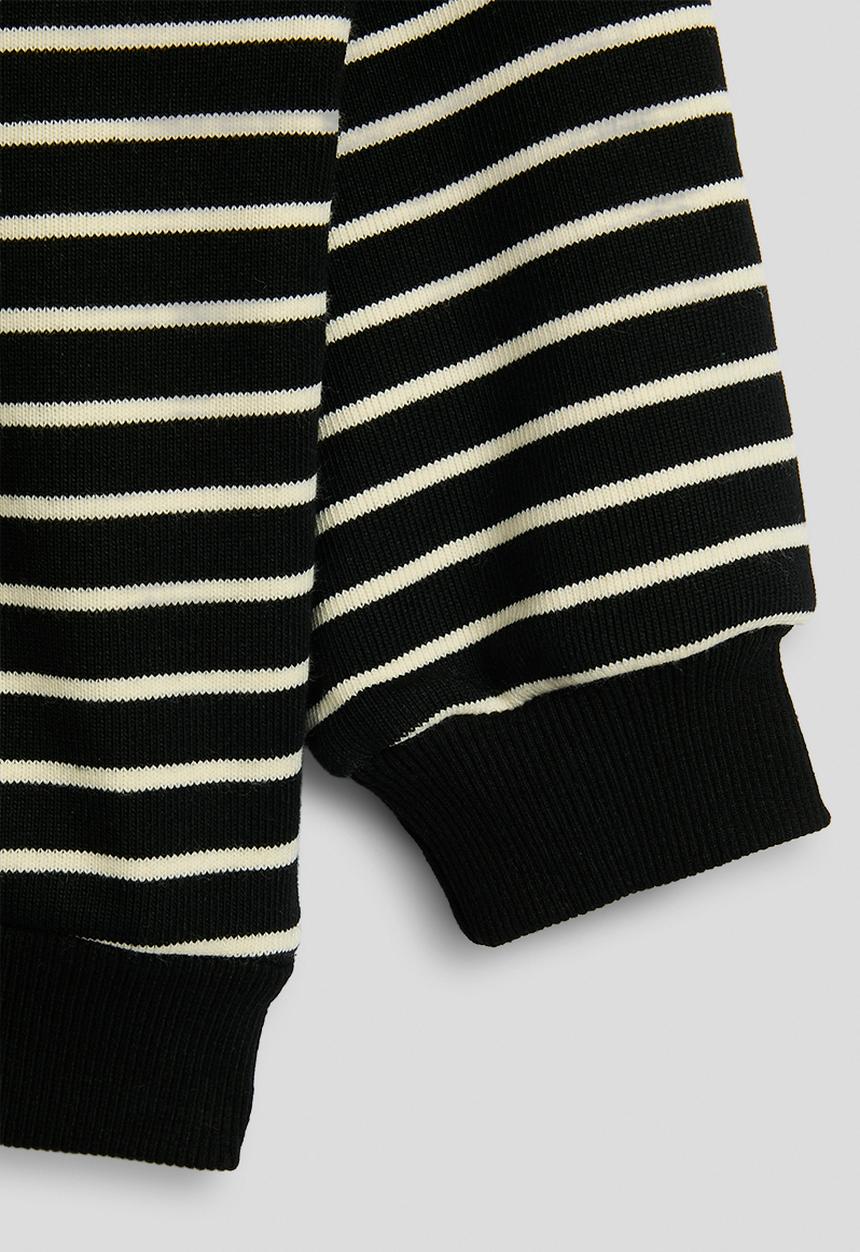 Pop Candy - Knit zip-up sweatshirt - black/cream stripe