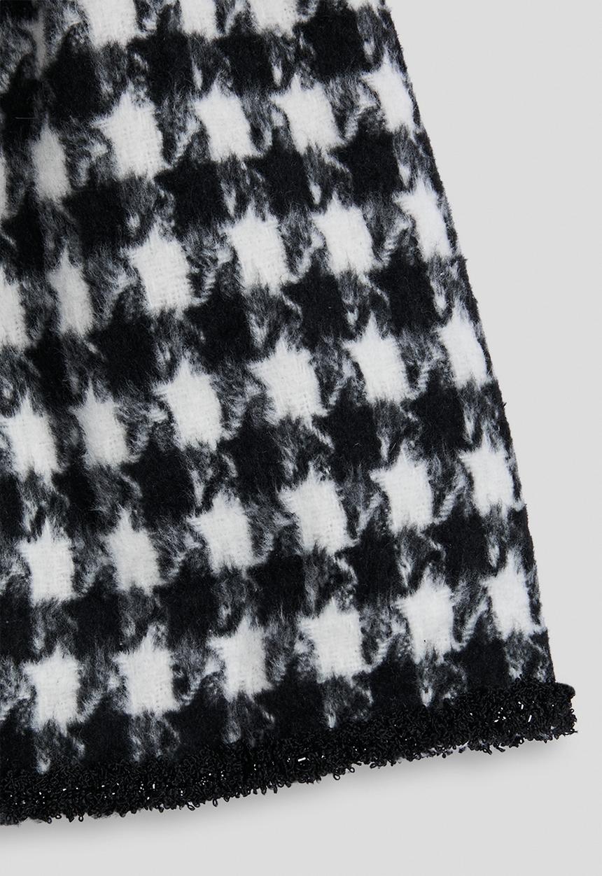 Pop Candy - Houndstooth printed wool-blend jacket and skirt - black