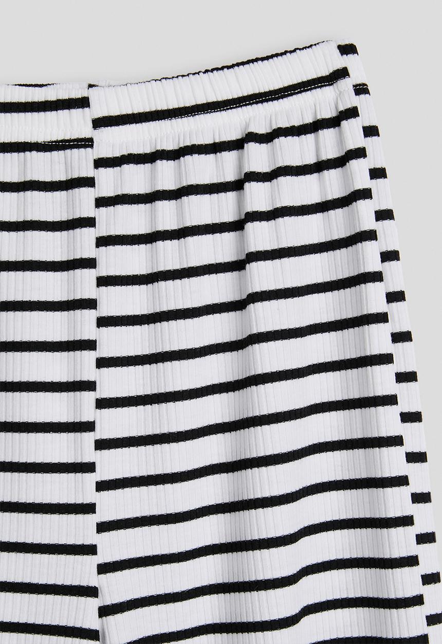 Pop Candy - Ribbed bow closure top with wide leg pants - black stripe
