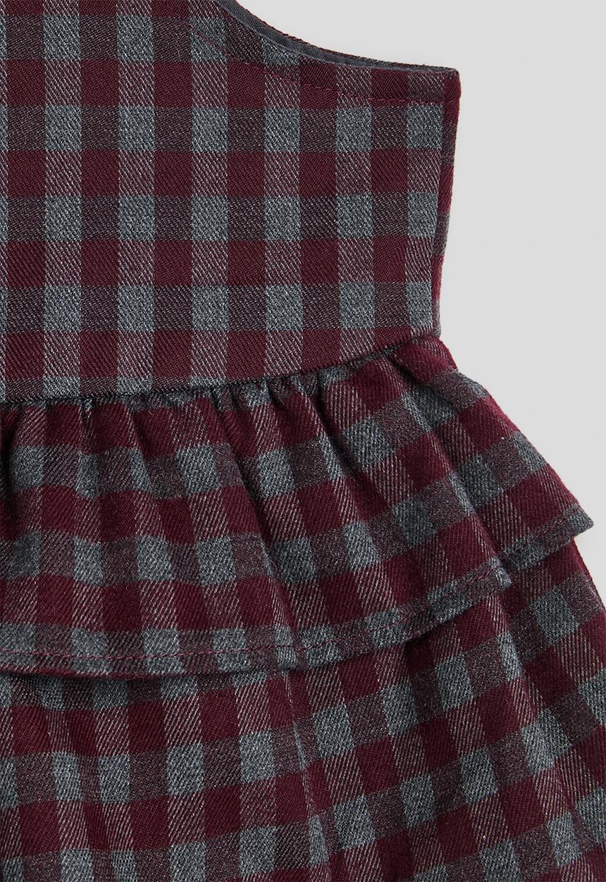 Pop Candy - Gingham peplum camisole & pants - maroon/grey