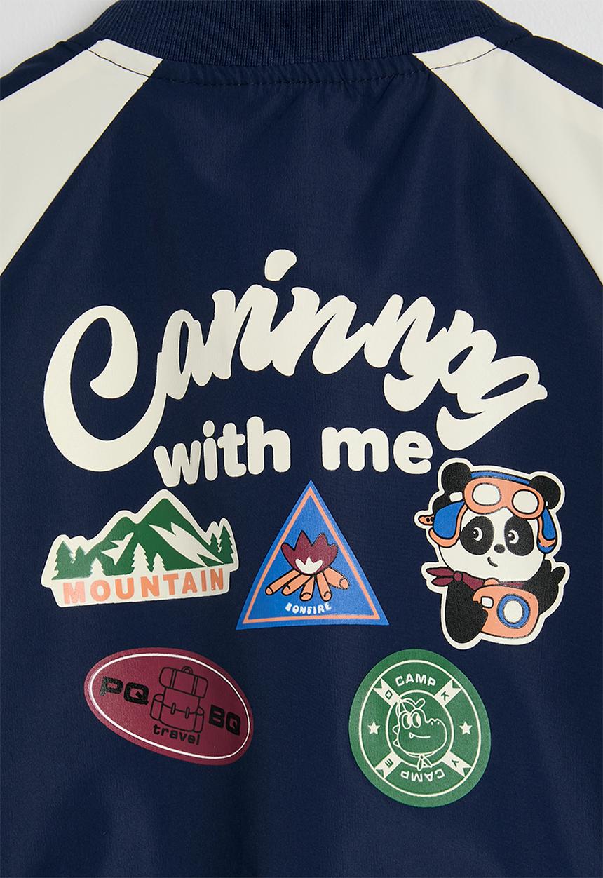 Pop Candy - Camping themed bomber jacket - navy/cream