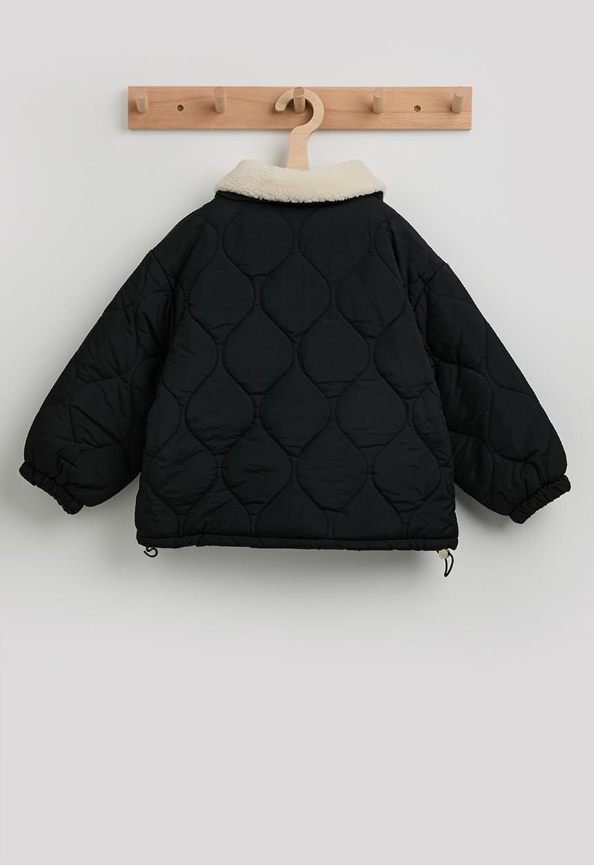 Pop Candy - Onion quilted jacket with faux shearling collar - black/cream