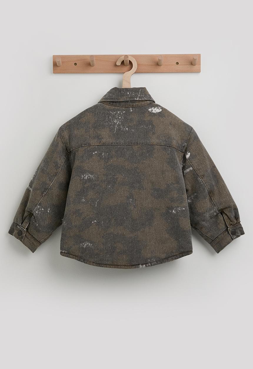 Pop Candy - Tie-dye printed denim overshirt - brown/grey/white