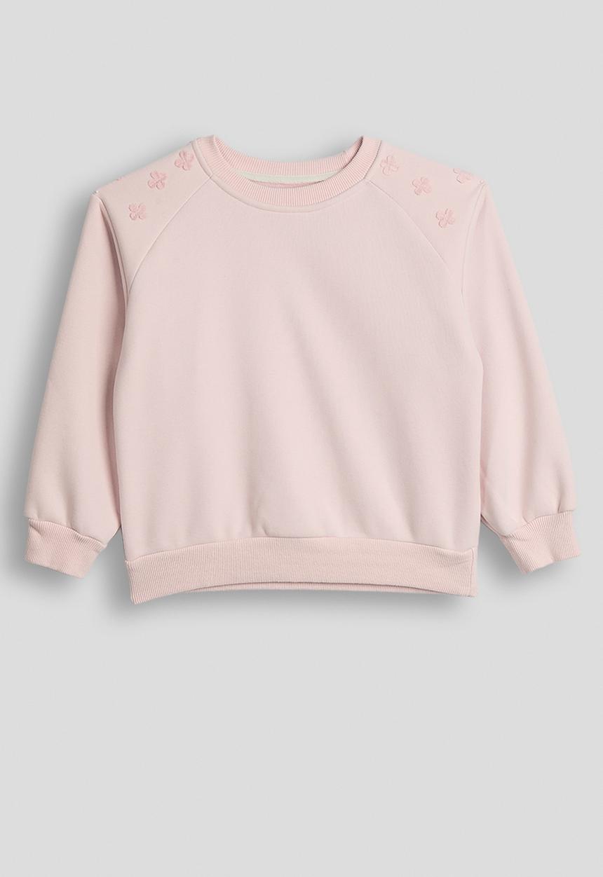 Pop Candy - Floral applique sweatshirt with drawstrings sweatpants - pale pink