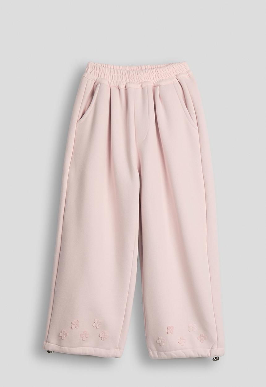 Pop Candy - Floral applique sweatshirt with drawstrings sweatpants - pale pink