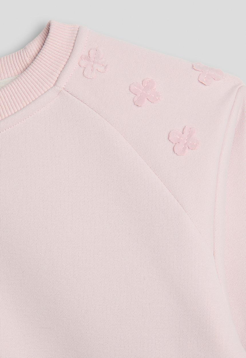 Pop Candy - Floral applique sweatshirt with drawstrings sweatpants - pale pink