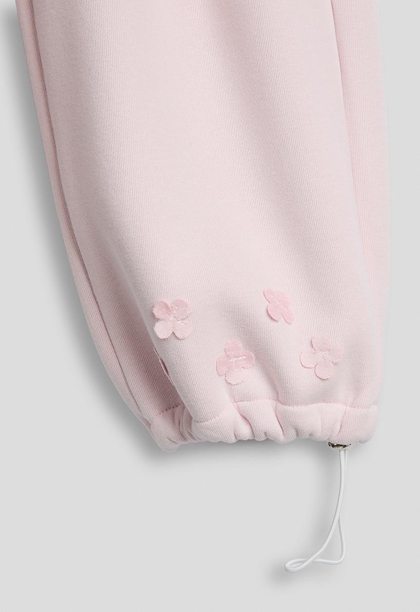 Pop Candy - Floral applique sweatshirt with drawstrings sweatpants - pale pink