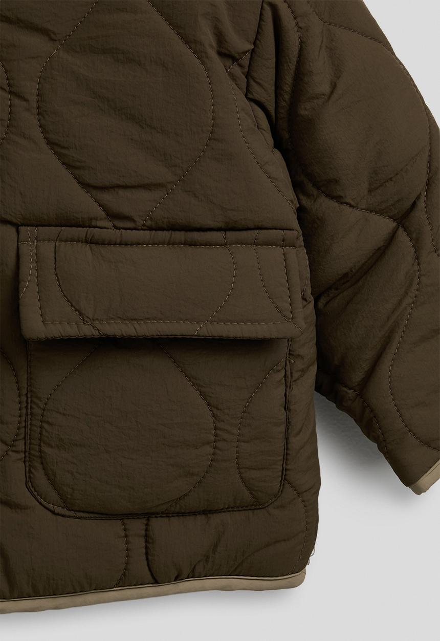 Pop Candy - Onion quilted collarless jacket - walnut brown