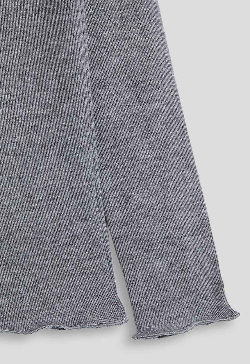 Pop Candy - Lettuce hem neckline top -  grey
