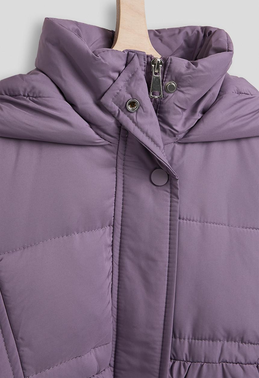 Pop Candy - Shoulder overlay puffer jacket with padded pockets - dusty purple