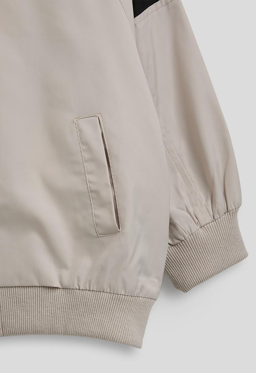 Pop Candy - Contrast yoke bomber jacket - beige/black
