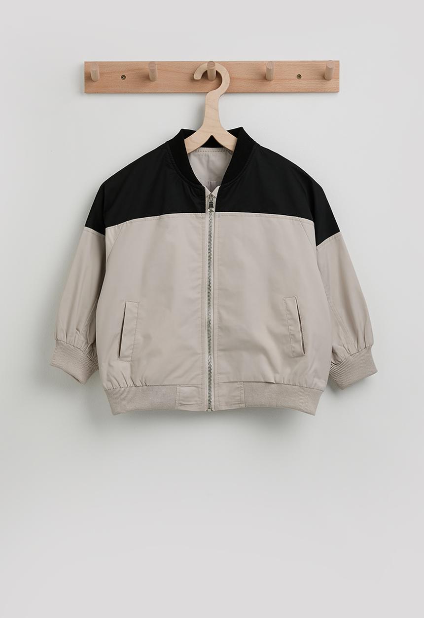 Pop Candy - Contrast yoke bomber jacket - beige/black