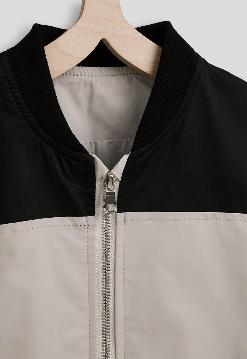 Pop Candy - Contrast yoke bomber jacket - beige/black