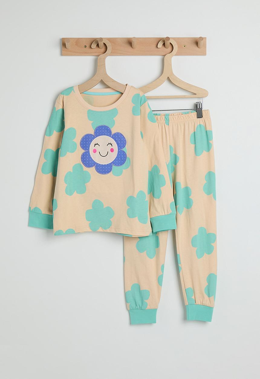 Pop Candy - Floral aop sweatshirt & joggers - blond/blue